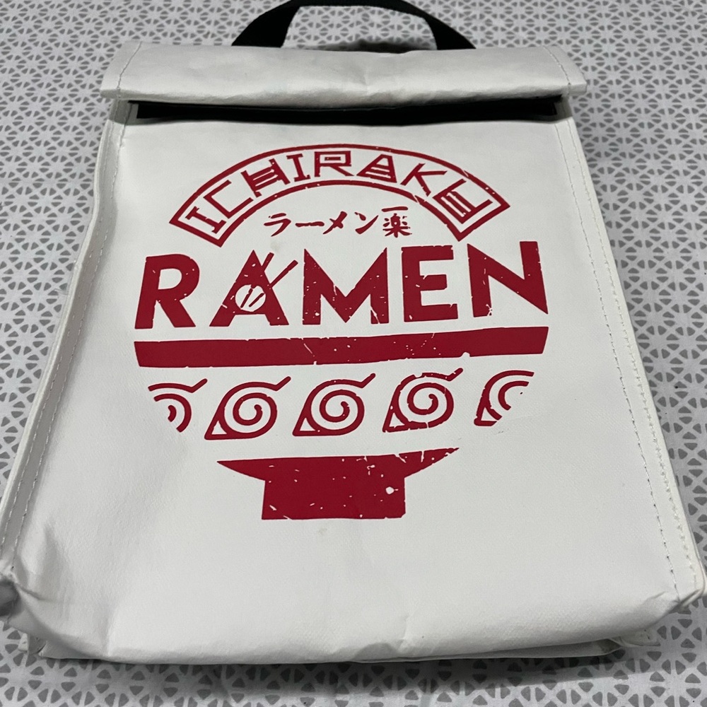 Naruto Shippuden Ichiraku Ramen Bowl White Roll-Top Reusable Anime Lunch Bag